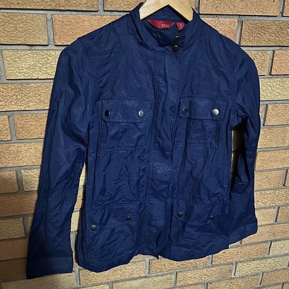 G.I.L.I Lightweight Navy Blue Zip Button Up Nylon Shimmer Jacket Women’s Size 0 - Picture 1 of 6